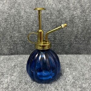 True Living Cobalt Blue Glass Plant Mister Vintage Style Gold Pump Sprayer